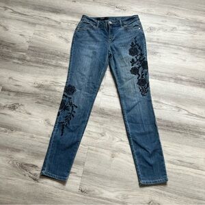 Vera Wang Jeans with Black Floral Embroidery